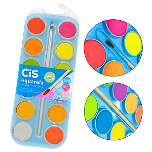 ESTOJO TINTA AQUARELA CANDY COM 12 CORES - CIS
